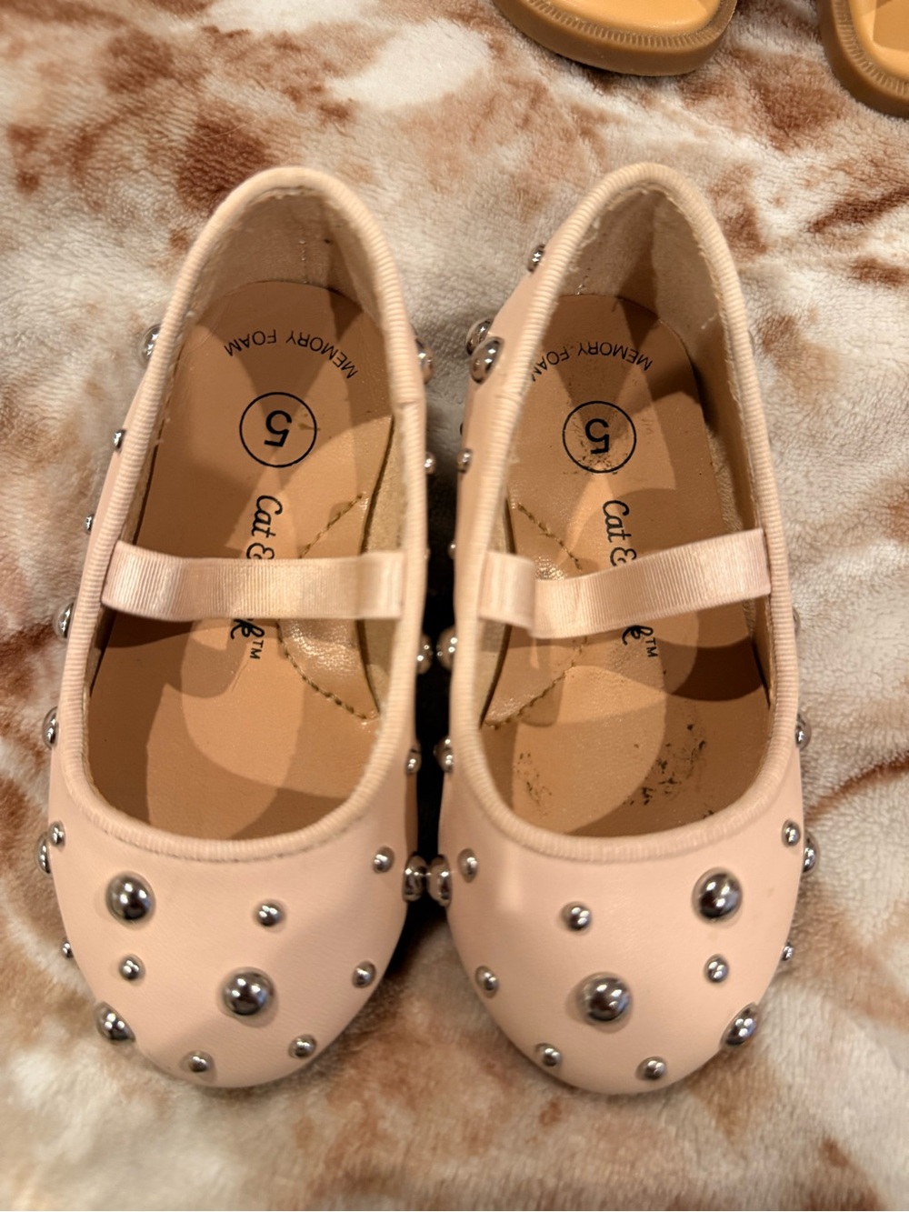 Cat & Jack Blush Pink Studded Mary Jane Ballet Flats